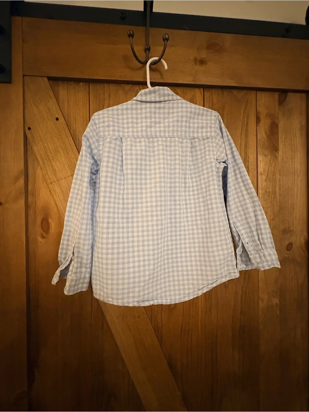 Light Blue Gingham Button-Down Shirt for Boys